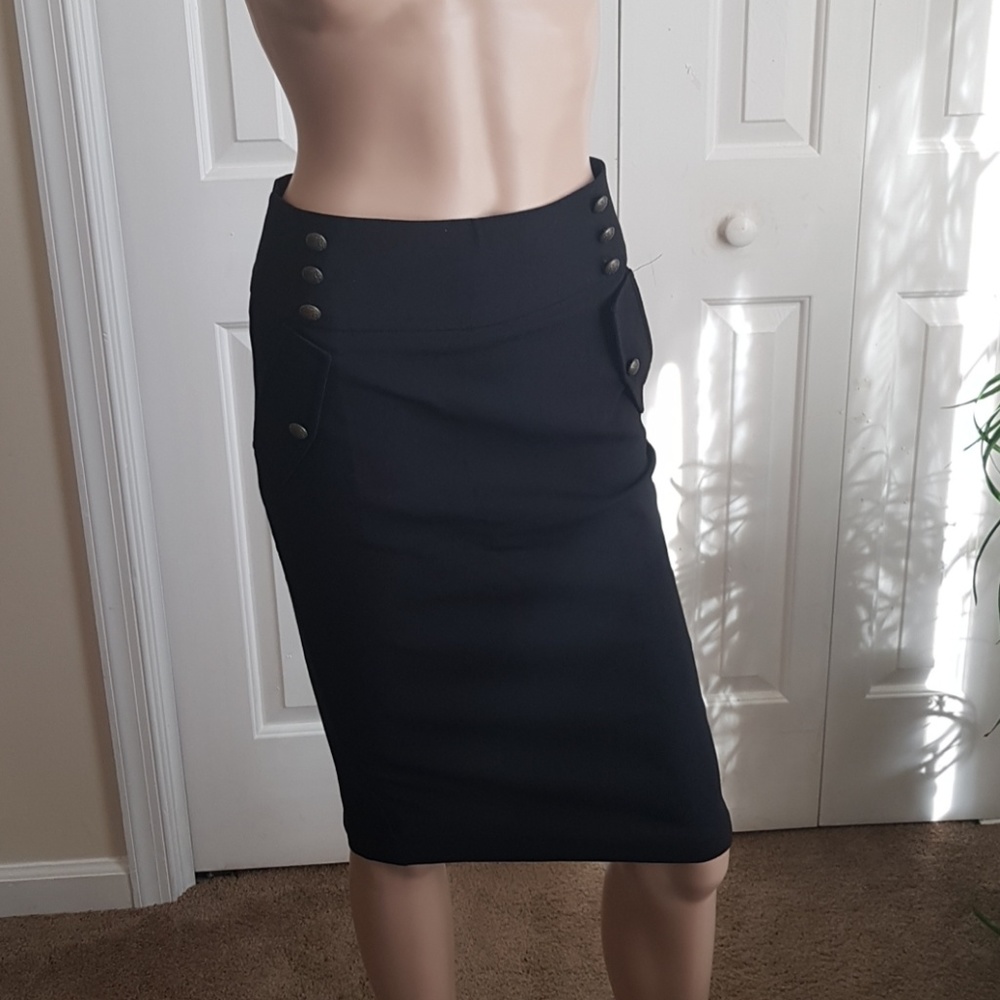 Charlotte Russe Black Stretch Pencil Skirt